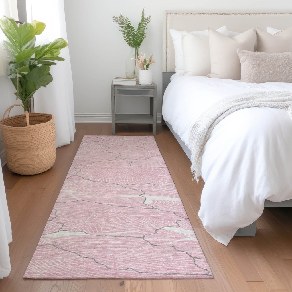 LOOMLAN Rugs Sahari Pink Washable Indoor-Outdoor Rug