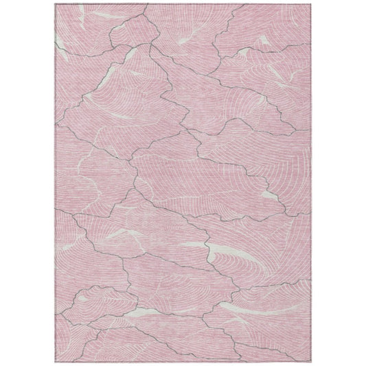 LOOMLAN Rugs Sahari Pink Washable Indoor-Outdoor Rug