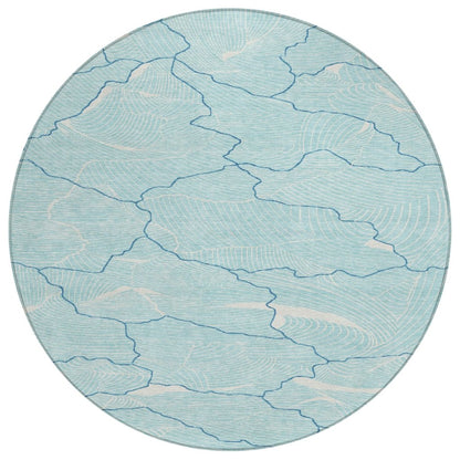 LOOMLAN Rugs Sahari Teal Washable Indoor-Outdoor Rug