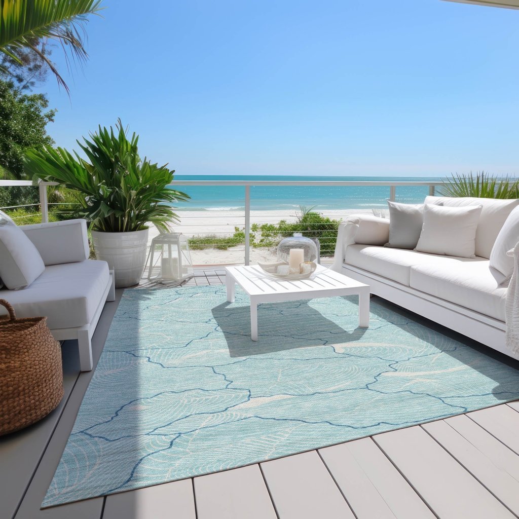 LOOMLAN Rugs Sahari Teal Washable Indoor-Outdoor Rug