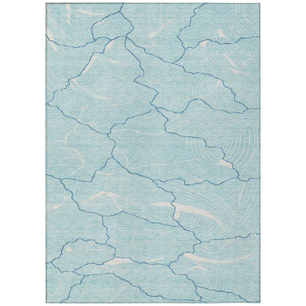 LOOMLAN Rugs Sahari Teal Washable Indoor-Outdoor Rug