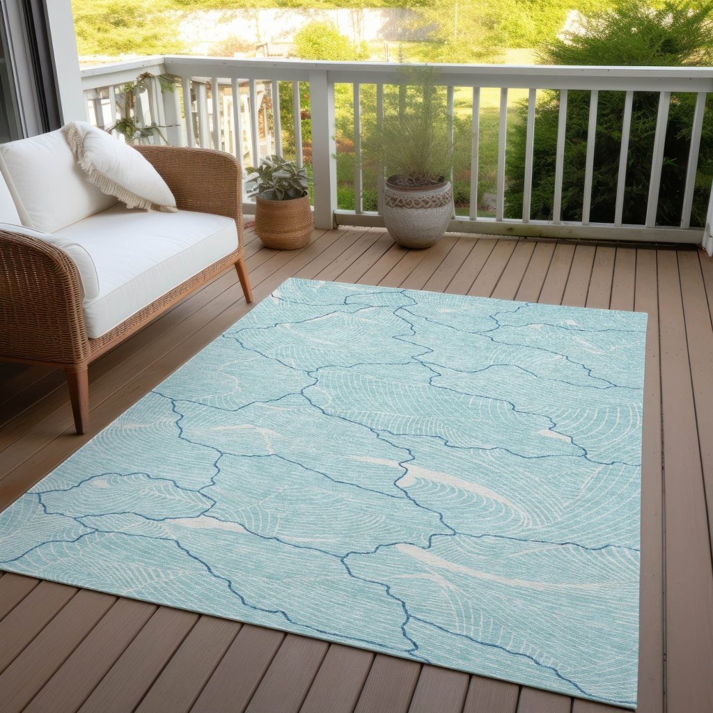 LOOMLAN Rugs Sahari Teal Washable Indoor-Outdoor Rug