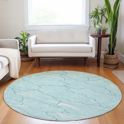 LOOMLAN Rugs Sahari Teal Washable Indoor-Outdoor Rug