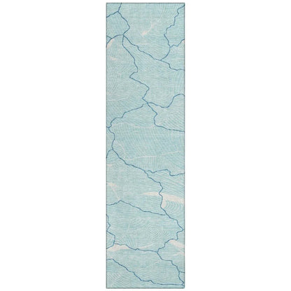 LOOMLAN Rugs Sahari Teal Washable Indoor-Outdoor Rug