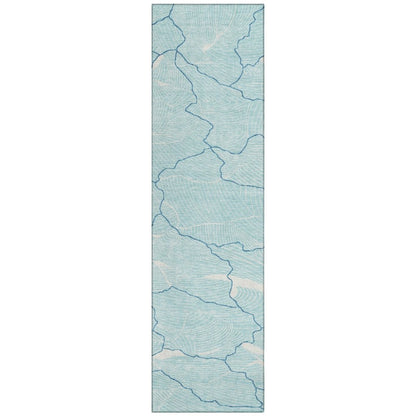 LOOMLAN Rugs Sahari Teal Washable Indoor-Outdoor Rug