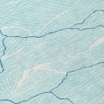 LOOMLAN Rugs Sahari Teal Washable Indoor-Outdoor Rug