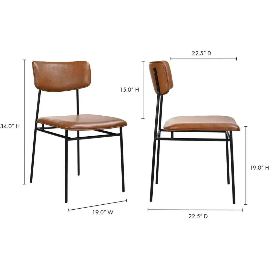 Moe's Home Sailor Leather Armless Dining Chair (Set of 2)