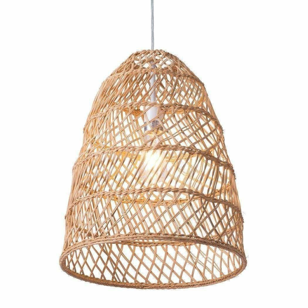 Saints Ceiling Lamp Natural - Sideboards and Things Brand_Zuo Modern, Color_Natural, Depth_10-20, Features_Adjustable Height, Finish_Polished, Finish_Powder Coated, Height_20-30, Materials_Metal, Materials_Rattan, Materials_Wood, Metal Type_Steel, Product Type_Pendant, Width_10-20, Wood Species_Rattan