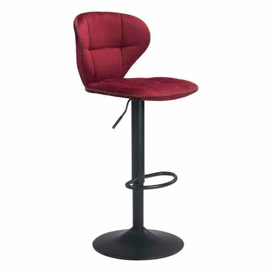 Salem Bar Chair Red - Sideboards and Things Accents_Black, Back Type_With Back, Brand_Zuo Modern, Color_Black, Color_Red, Depth_10-20, Features_Adjustable Height, Height_20-30, Materials_Metal, Metal Type_Steel, Product Type_Bar Height, Upholstery Type_Fabric Blend, Upholstery Type_Polyester, Width_10-20