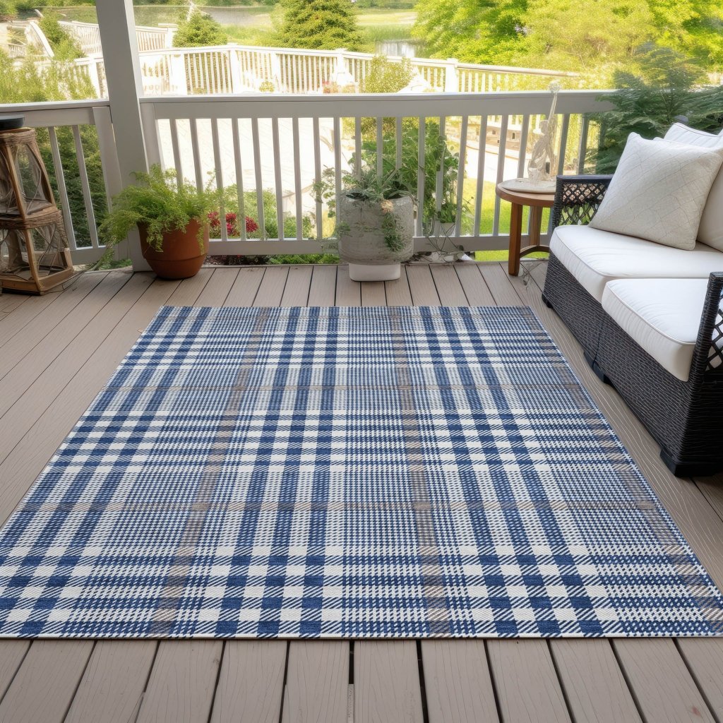 LOOMLAN Rugs Samira Blue Washable Indoor-Outdoor Rug