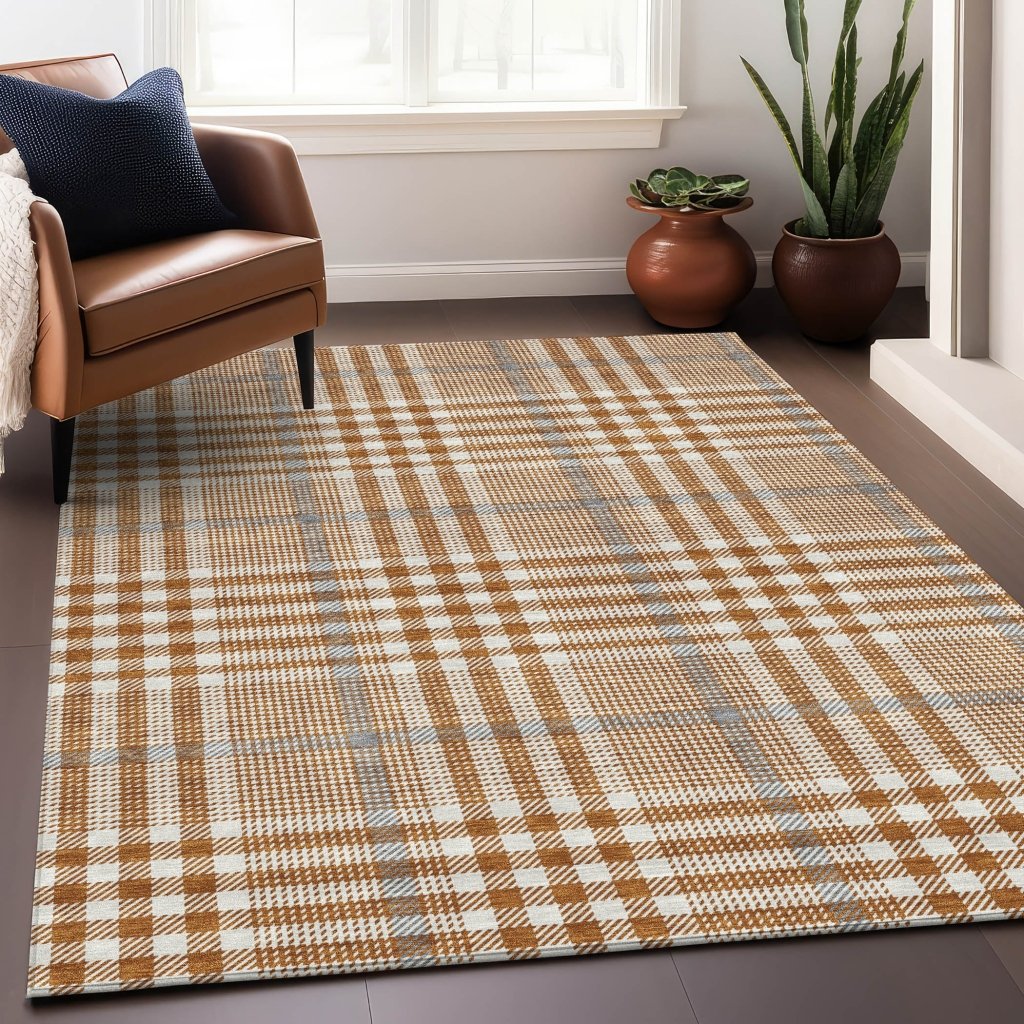 LOOMLAN Rugs Samira Orange Washable Indoor-Outdoor Rug