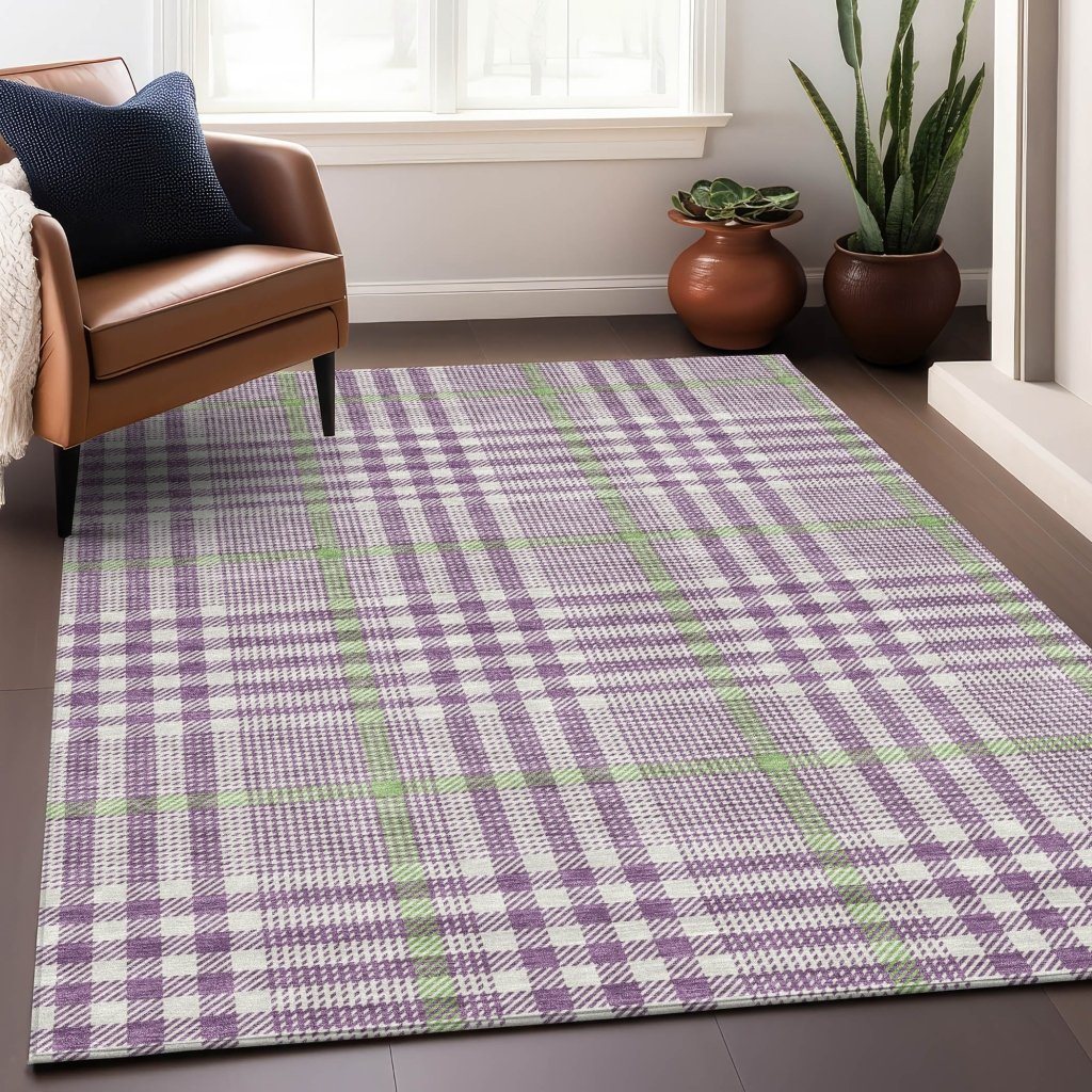 LOOMLAN Rugs Samira Purple Washable Indoor-Outdoor Rug