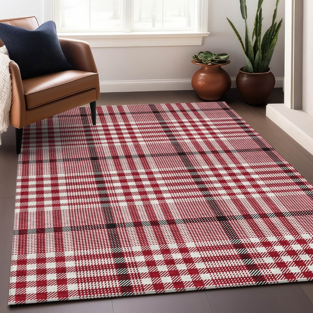 LOOMLAN Rugs Samira Red Washable Indoor-Outdoor Rug