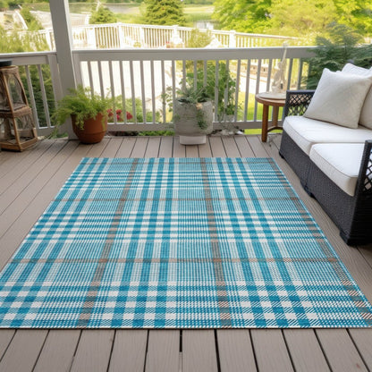 LOOMLAN Rugs Samira Teal Washable Indoor-Outdoor Rug