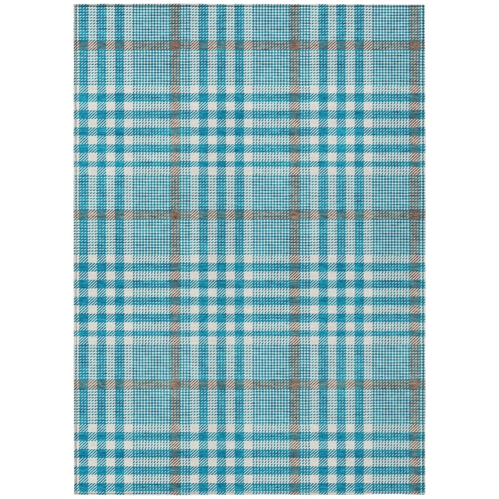 LOOMLAN Rugs Samira Teal Washable Indoor-Outdoor Rug