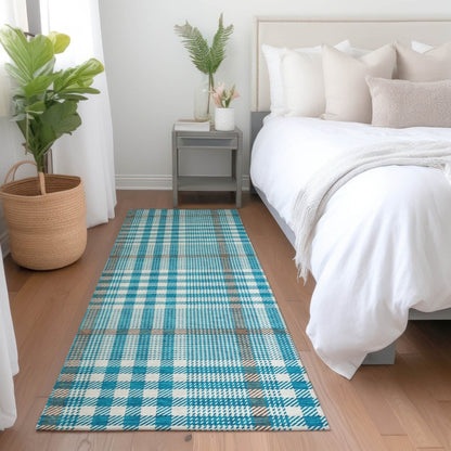 LOOMLAN Rugs Samira Teal Washable Indoor-Outdoor Rug