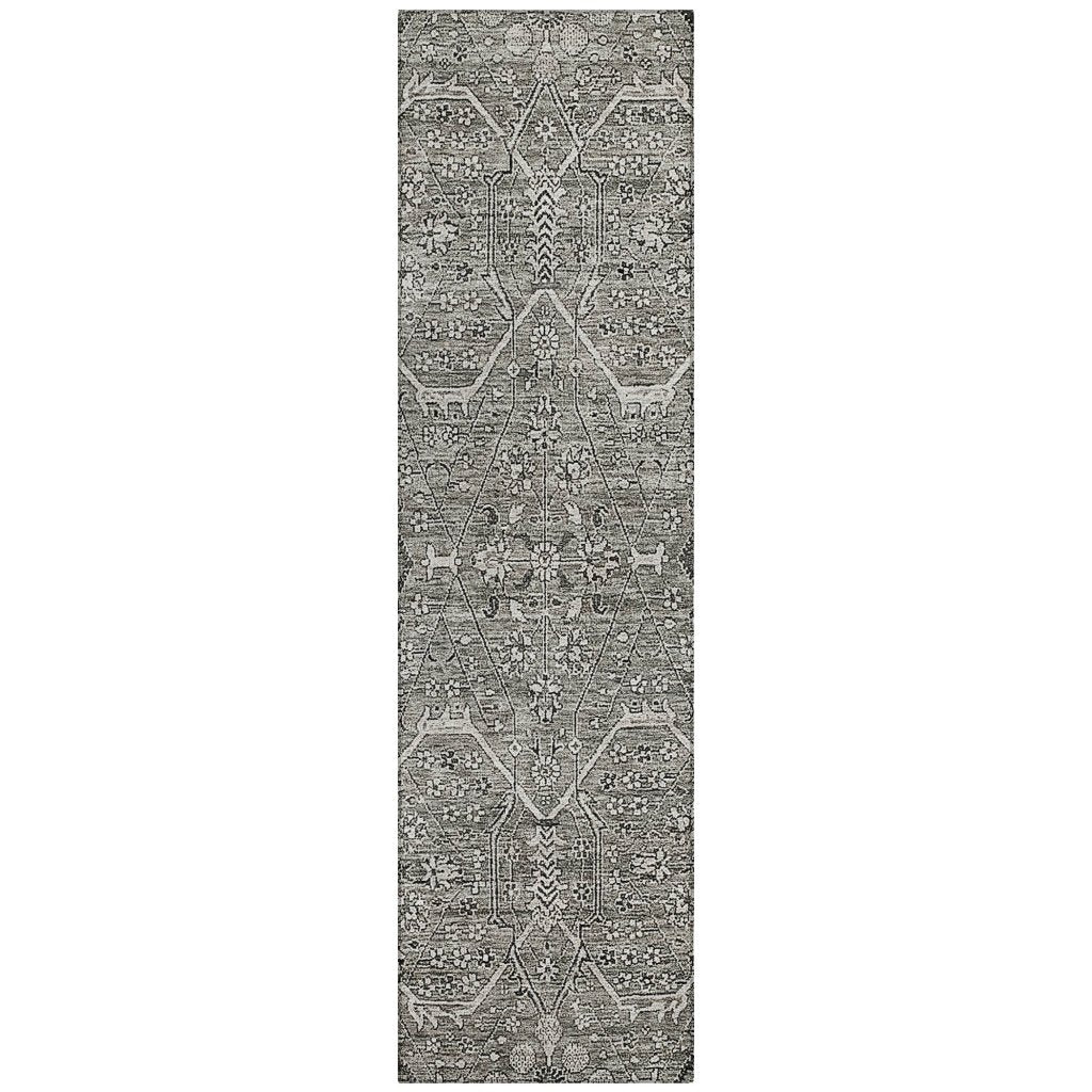 LOOMLAN Rugs Samirah Gray Washable Indoor-Outdoor Rug