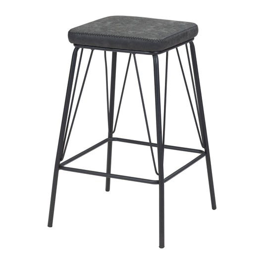 Samuel Barstool (Set of 2) Vintage Black - Sideboards and Things Back Type_With Back, Brand_Zuo Modern, Color_Black, Depth_10-20, Finish_Powder Coated, Height_20-30, Materials_Metal, Materials_Upholstery, Materials_Wood, Metal Type_Steel, Number of Pieces_2PC Set, Product Type_Bar Height, Upholstery Type_Leather, Upholstery Type_Vegan Leather, Width_10-20, Wood Species_Plywood