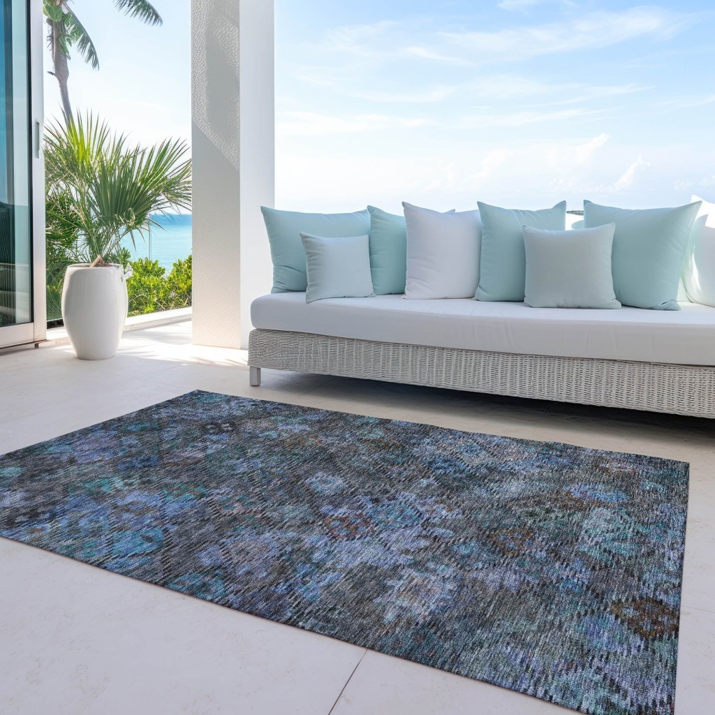 LOOMLAN Rugs San Marino Teal Washable Indoor-Outdoor Rug