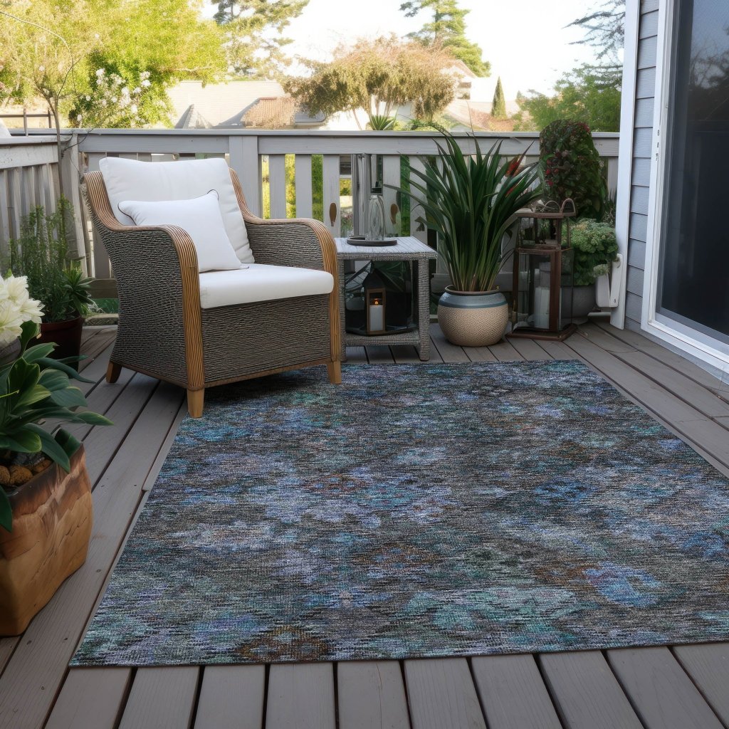 LOOMLAN Rugs San Marino Teal Washable Indoor-Outdoor Rug