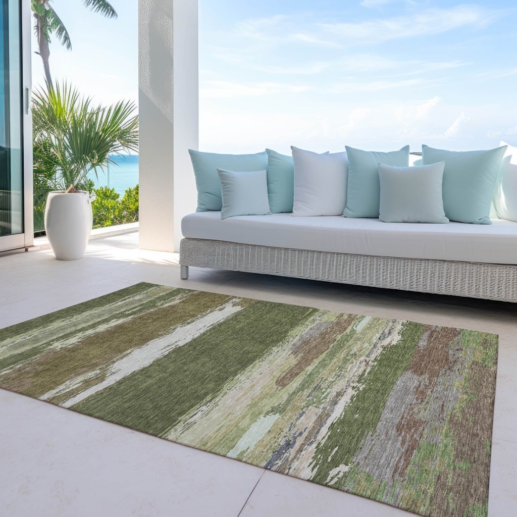 LOOMLAN Rugs Sanara Green Washable Indoor-Outdoor Rug