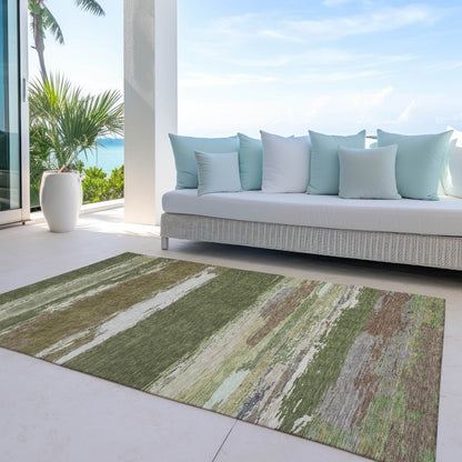 LOOMLAN Rugs Sanara Green Washable Indoor-Outdoor Rug