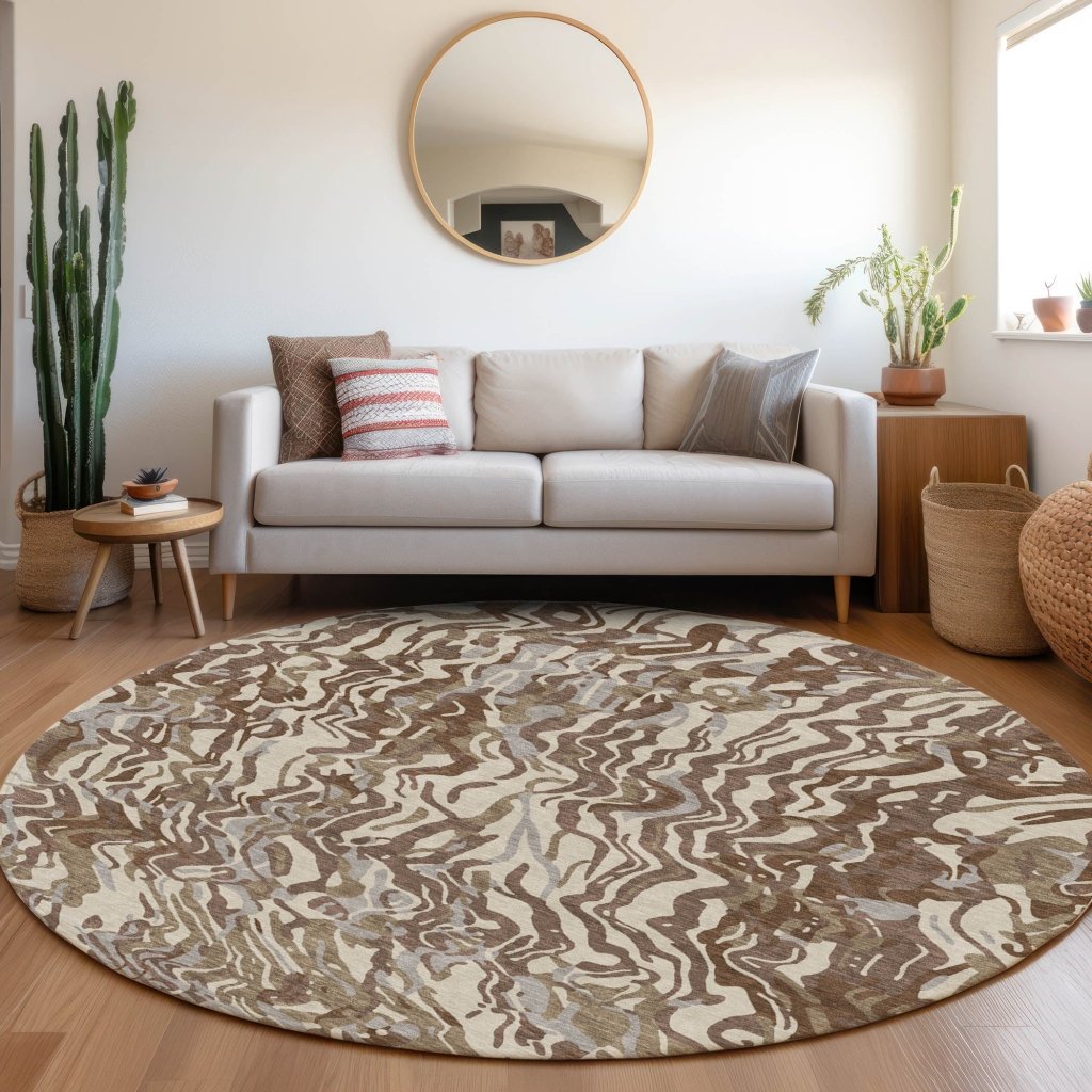 LOOMLAN Rugs Saphara Brown Washable Indoor-Outdoor Rug