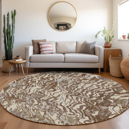 LOOMLAN Rugs Saphara Brown Washable Indoor-Outdoor Rug