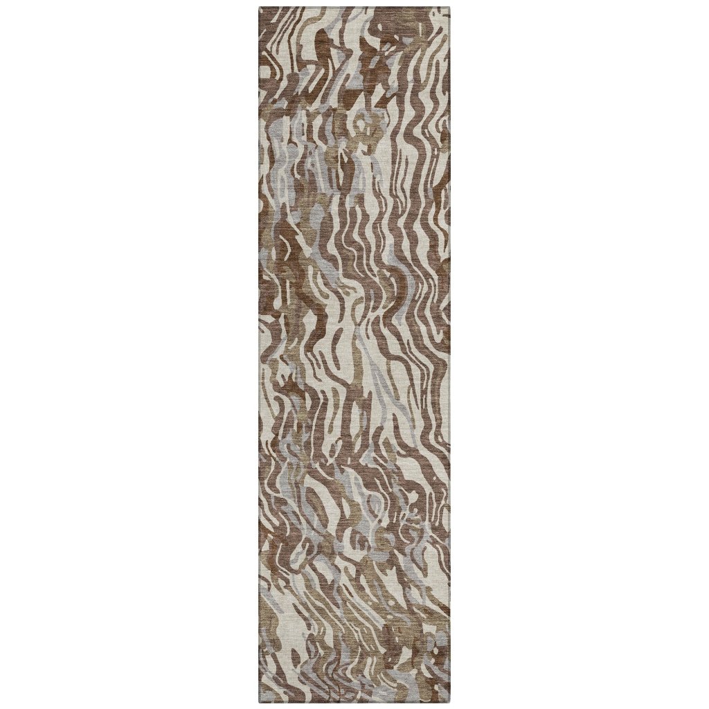 LOOMLAN Rugs Saphara Brown Washable Indoor-Outdoor Rug