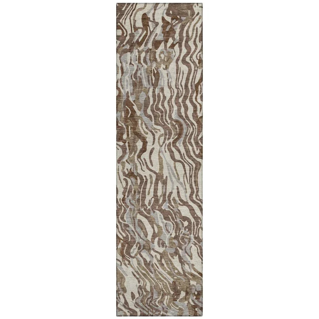 LOOMLAN Rugs Saphara Brown Washable Indoor-Outdoor Rug