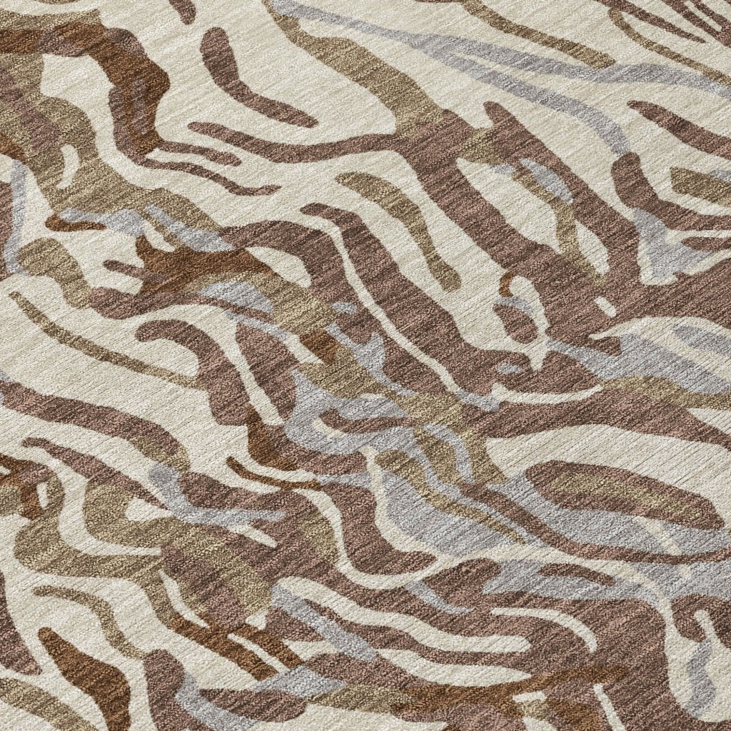 LOOMLAN Rugs Saphara Brown Washable Indoor-Outdoor Rug