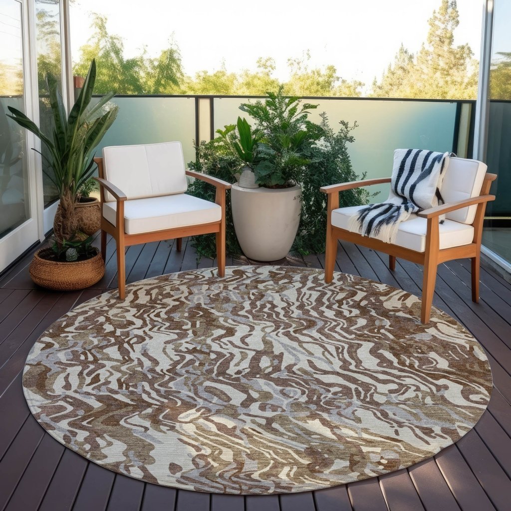LOOMLAN Rugs Saphara Brown Washable Indoor-Outdoor Rug