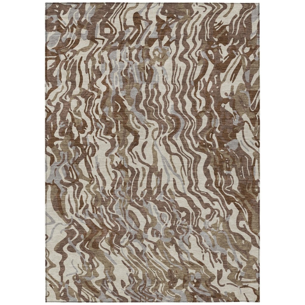 LOOMLAN Rugs Saphara Brown Washable Indoor-Outdoor Rug