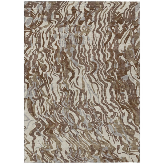 LOOMLAN Rugs Saphara Brown Washable Indoor-Outdoor Rug