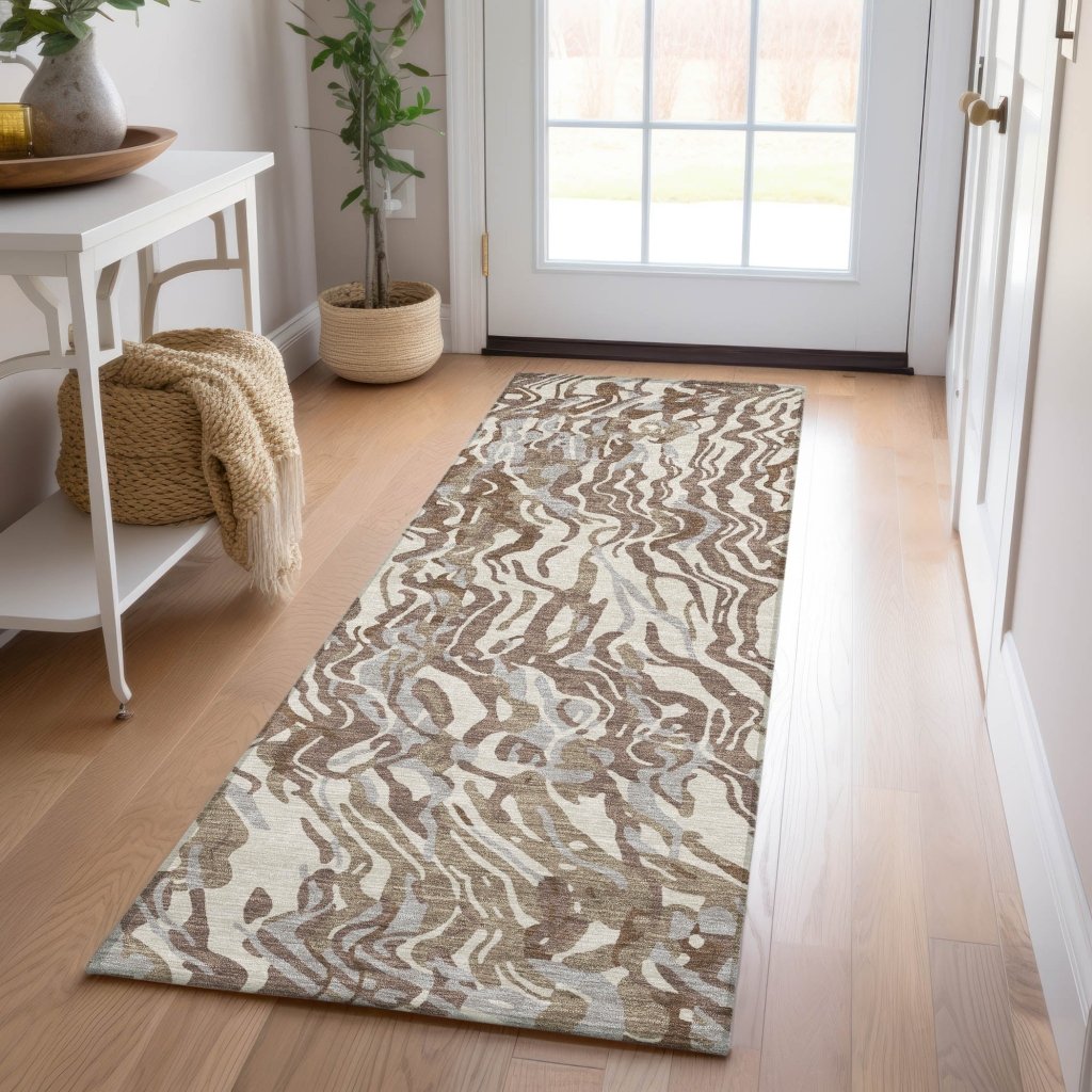 LOOMLAN Rugs Saphara Brown Washable Indoor-Outdoor Rug