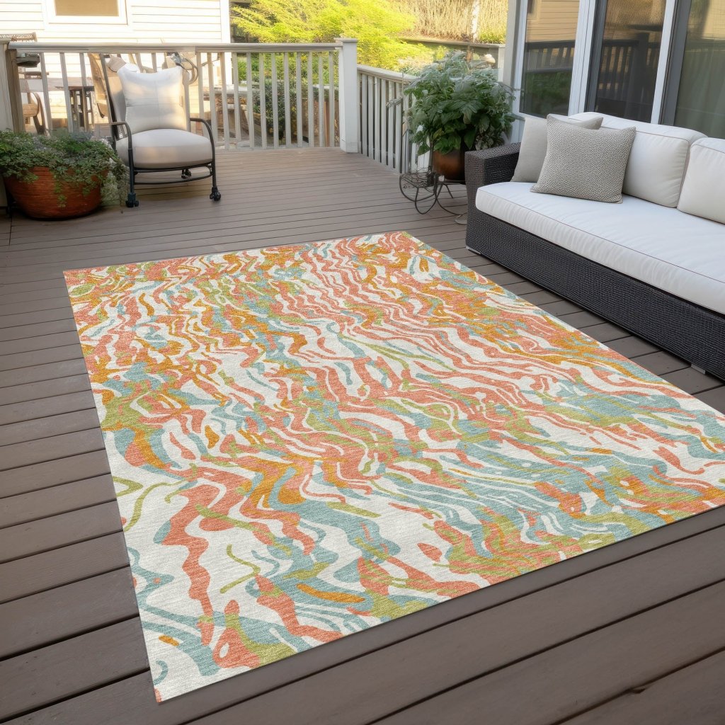 LOOMLAN Rugs Saphara Orange Washable Indoor-Outdoor Rug