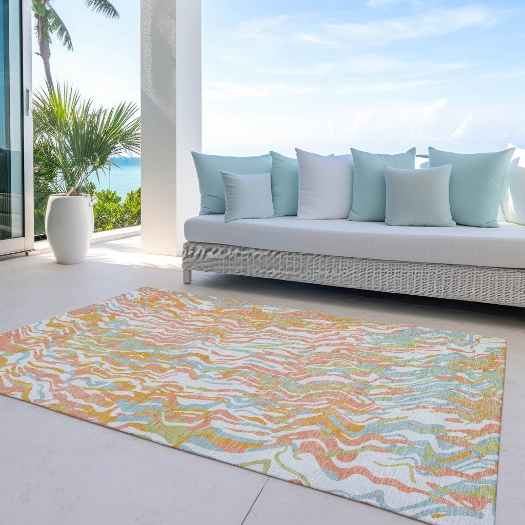 LOOMLAN Rugs Saphara Orange Washable Indoor-Outdoor Rug
