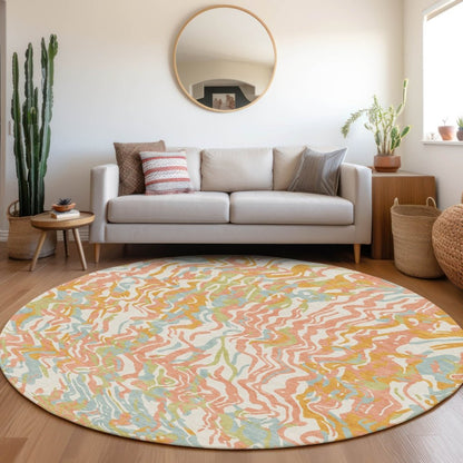 LOOMLAN Rugs Saphara Orange Washable Indoor-Outdoor Rug