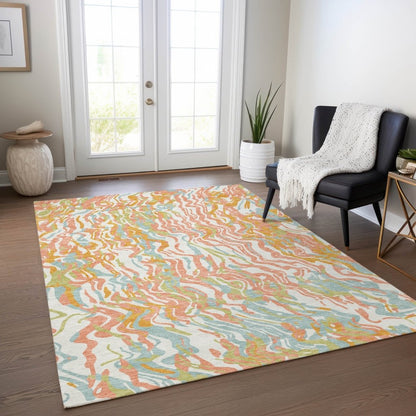 LOOMLAN Rugs Saphara Orange Washable Indoor-Outdoor Rug