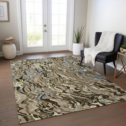 Saphara Taupe Washable Indoor - Outdoor Rug - LOOMLAN - LOOMLAN Rugs - Outdoor Rugs