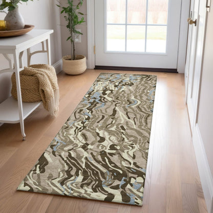 Saphara Taupe Washable Indoor - Outdoor Rug - LOOMLAN - LOOMLAN Rugs - Outdoor Rugs