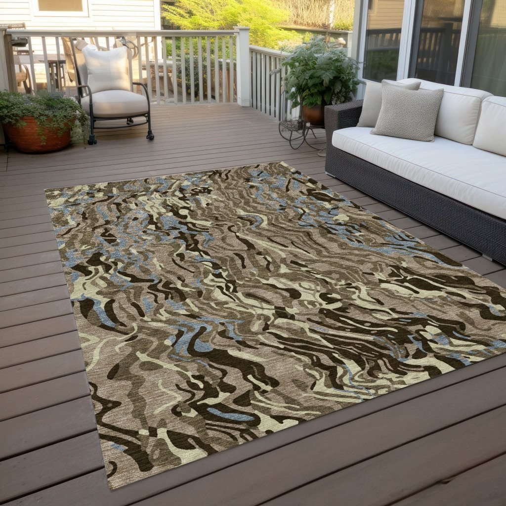 Saphara Taupe Washable Indoor - Outdoor Rug - LOOMLAN - LOOMLAN Rugs - Outdoor Rugs