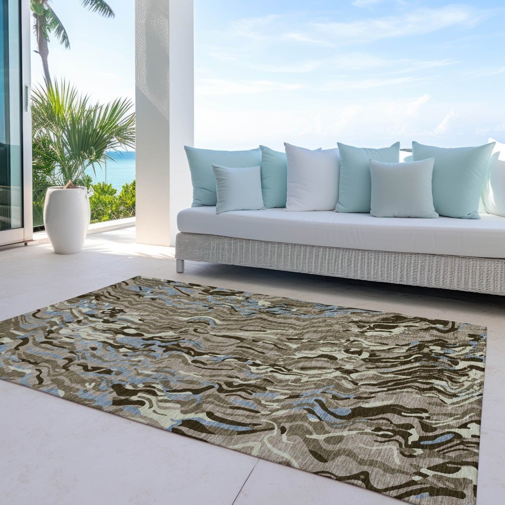 Saphara Taupe Washable Indoor - Outdoor Rug - LOOMLAN - LOOMLAN Rugs - Outdoor Rugs