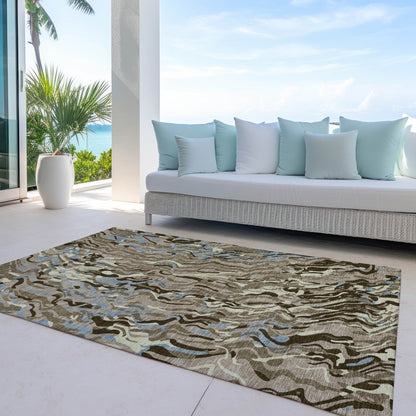 Saphara Taupe Washable Indoor - Outdoor Rug - LOOMLAN - LOOMLAN Rugs - Outdoor Rugs