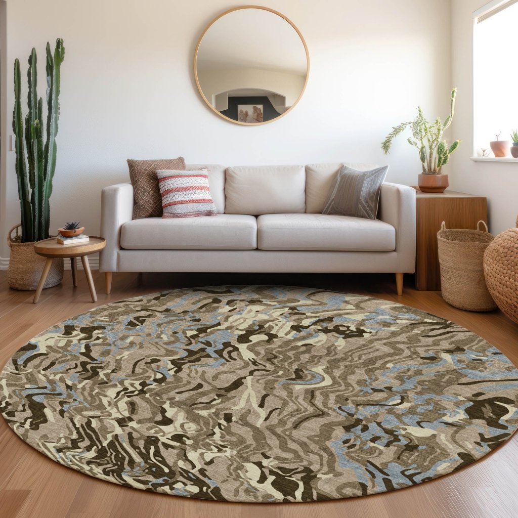 Saphara Taupe Washable Indoor - Outdoor Rug - LOOMLAN - LOOMLAN Rugs - Outdoor Rugs