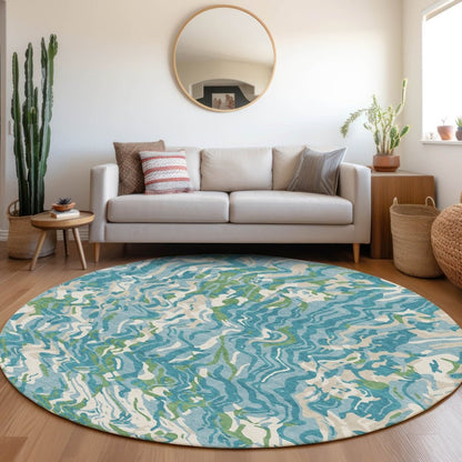 LOOMLAN Rugs Saphara Teal Washable Indoor-Outdoor Rug