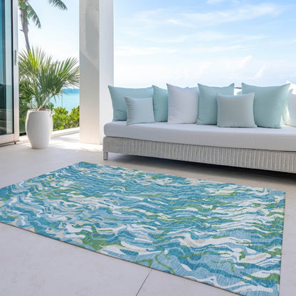 LOOMLAN Rugs Saphara Teal Washable Indoor-Outdoor Rug