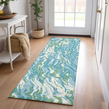 LOOMLAN Rugs Saphara Teal Washable Indoor-Outdoor Rug