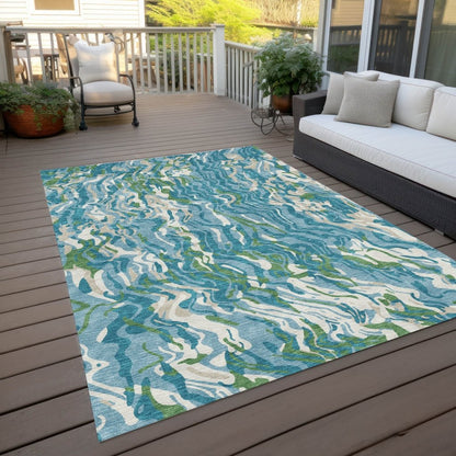 LOOMLAN Rugs Saphara Teal Washable Indoor-Outdoor Rug