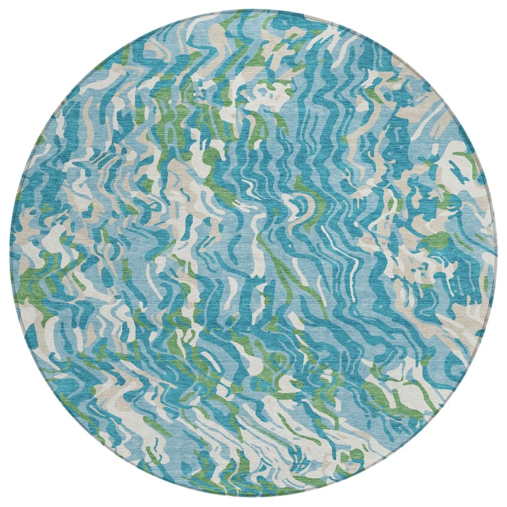 LOOMLAN Rugs Saphara Teal Washable Indoor-Outdoor Rug